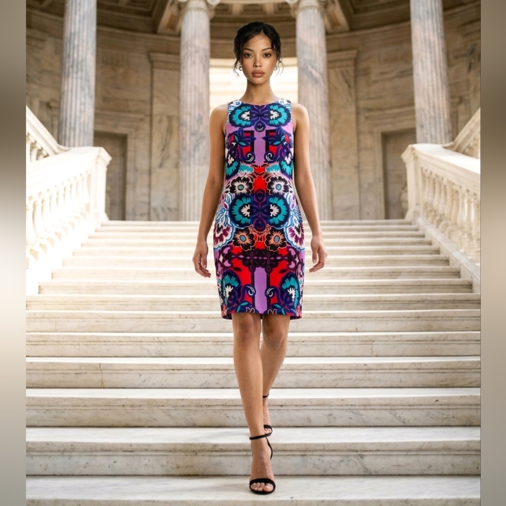 Nanette Lepore Multicolor Pattern Sheath Dress